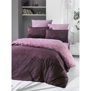 Nuit Des Rêves Luxe satijnen king quilt coverset (200 x 220 cm), 100% katoen, 210 draden count, roze en paars, machinewasbaar, envelop en knoopsluiting, elegant beddengoed