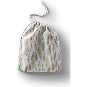 Bonamaison Bedrukte katoenen tassen met trekkoord, boodschappentas, herbruikbaar, milieuvriendelijk, opvouwbaar, maat: 40 x 50 cm