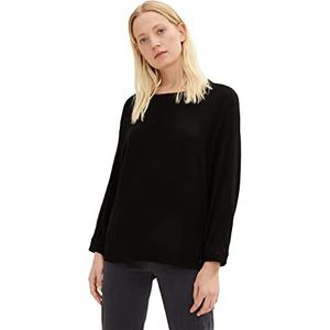 TOM TAILOR Dames Shirt met lange mouwen en ronde hals 1034204, 14482 - Deep Black, XS