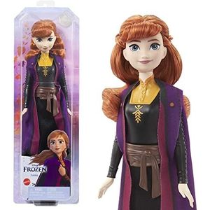 Mattel Disney Prinses Poppen, nieuw in 2023, beweegbare Anna modepop met beroemde outfit en accessoires, speelgoed dat is geïnspireerd op Disney's Frozen 2 HLW50