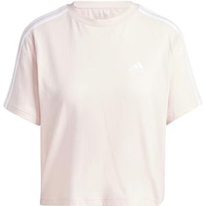 adidas Dames Essentials 3-Stripes Single Jersey Crop Top, sandy pink, XL