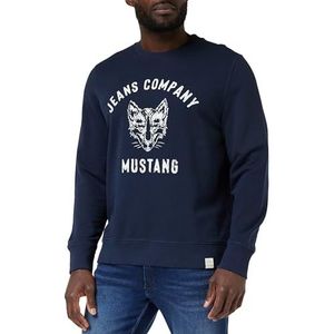 MUSTANG Heren Style Ben Modern Crewneck Sweatshirt, Total Eclipse 5226, S