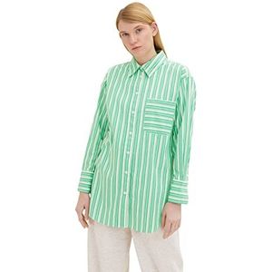 TOM TAILOR Denim Dames blouse met strepen 1032792, 31188 - Vertical Green White Stripe, XL