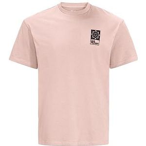 Jack Wolfskin Eschenheimer T-shirt, rokroze, M voor volwassenen, uniseks, Roze rook., M