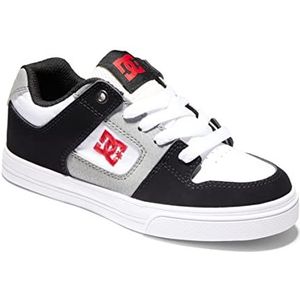 DC Shoes Pure-Leather Shoes for Kids Sneakers voor jongens, WHITE BLACK RED, 28 EU