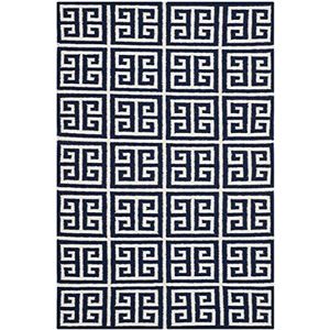 Safavieh Dhurrie tapijt, DHU626, plat geweven zijde, marineblauw/ivoor, 120 x 180 cm