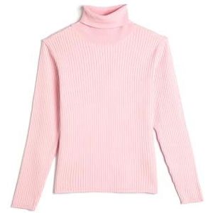 Koton Girls's Turtle Neck Long Sleeve Ribbed Sweater, roze (274), 11-12 Jaar