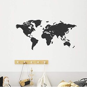 Houten wereldkaart - Zwart - Medium (90 x 45 cm) - Woondecoratie - Muurdecoratie - Houten wandkunst - Wereldkaart van hout