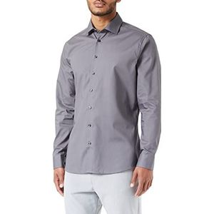 Seidensticker Men's Shaped Fit Shirt met lange mouwen, grijs, 39, grijs, 39