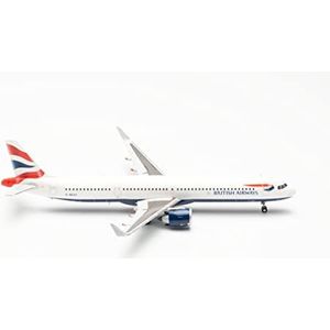 Herpa vliegtuig model Airbus A321neo - British Airways, G-NEOY, schaal 1:200 - modelvliegtuig, vliegtuigmodel voor verzamelaars, miniatuur deco, plastic vliegtuig met standaard