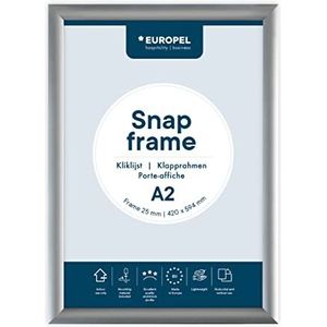 OPUS 2 355004 Kliklijst A2, 25 mm Geanodiseerd Aluminium Ontspiegeld Voorzetfolie Posterhouder Display voor Detailhandel Inclusief Bevestigingsmateriaal