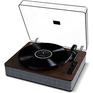 ION Audio Luxe LP – Bluetooth Vinyl Platenspeler met luidsprekers, USB-conversie, platter van volledige grootte, auto-stop, hoofdtelefoonuitgang en 3 snelheden,Espresso