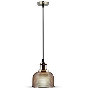 V-TAC SKU.3732 hanglamp, glas, E27, barnsteen VT-7150, kunststof en andere materialen, beige, hoogte x breedte x diepte: 145 mm x 160 mm x 1050 mm