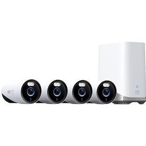 eufy Security eufyCam E330 (Professional), 4 camera’s, 4K-camerasysteem voor buiten, 24/7 opnemen, wifi-NVR, inclusief harde schijf van 1 TB, 10CH, lokale opslag, geen maandelijkse kosten