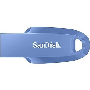 SanDisk Ultra Curve 3.2 Flashdrive 128 GB (RescuePRO Deluxe, Snelheden Tot 100 MB/s, Sleutelhangerring) Blauw