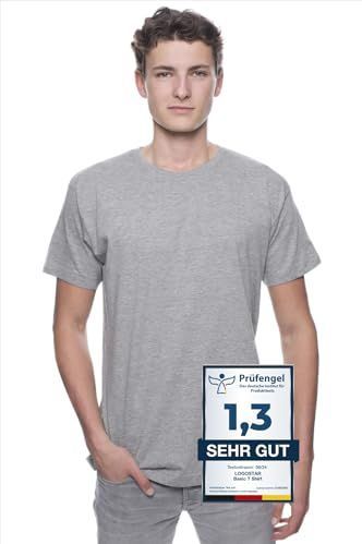Logostar T-shirt, voor heren, basic, grote maten tot 15 XL, Heather Grey, 3XL