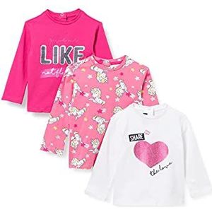 Chicco T-shirt met lange mouwen van katoen, T-shirts Meisjes, Fuchsia, 6 jaar (pakket van 3)