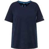 Ulla Popken - Shirt - Marine/Aqua - V-hals - Halve Mouw - Gerecycled Materiaal