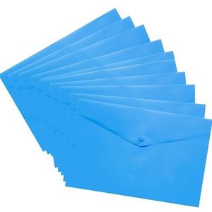 eco-eco A4+ 50% gerecyclede transparante drukknop popper portemonnee, plastic mappen (Pack van 10), blauw, eco035BLUEx2