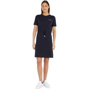 Tommy Hilfiger Katoenen T-shirtjurk met ronde hals voor dames, Blauw (Woestijnhemel), XXS