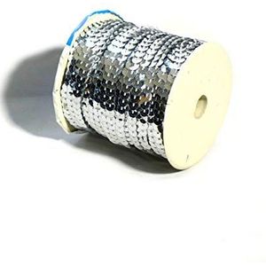 Matsa Naaiband, 6 mm, rol pailletten, voor kleding, decoraties, sieraden, kostuums, naaien, versieringen, banden, doe-het-zelf, knutselwerk, kleur zilver, uniek