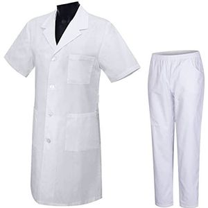 MISEMIYA - Kazak en broek voor sanitair, uniseks, medische sanitaire uniformen, REF-8178, Korte mouwen, wit, S