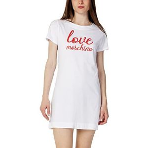 Love Moschino Dames Short-Sleeved A-line Dress, Optical White, 42, wit (optical white), 42