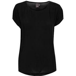 ICHI IHMAJA T-shirt voor dames, korte mouwen, blouseshirt, vleugelmouwen, hoogwaardige viscose-kwaliteit, regular fit, zwart (10011), XS