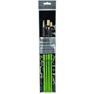 Liquitex 1301201 Free Style Penselen Set van 4 penselen voor acrylverf -, Rond 6, Bright 2, Plat 6, Filbert 4