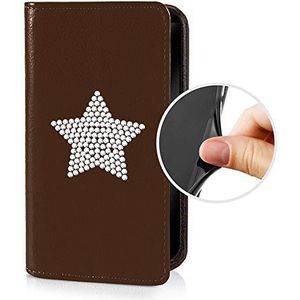 eSPee i4St057 Apple iPhone 4 4S beschermhoes wallet flip case bruin met strass ster silicone bumper en magneetsluiting voor Apple iPhone 4 4S