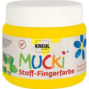 Kreul 28102 - Mucki heldere stof - vingerverf, 150 ml in geel, op waterbasis, parabenvrij, glutenvrij, lactosevrij en veganistisch, optimaal voor gebruik met vingers en handen