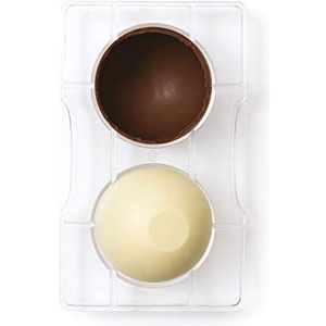 DECORA Chocoladevorm halfrond met basis, polycarbonaat, 20 x 12 x 2,3 cm