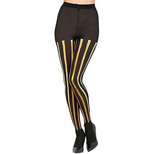 Widmann 29350 Panty, zwart met gouden strepen, 50 DEN, steampunk, carnaval, themafeest