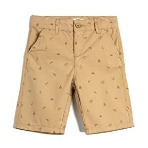 Koton Boys's Chino bedrukte zakken, katoenen shorts, Beige design (03h), 7-8 Jaar