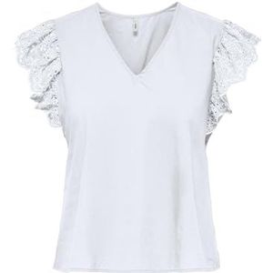 Onllou Life Emb S/S Frill Top WVN, wit (bright white), XL