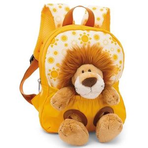 Rugzak 21x26 cm geel met knuffelpluche leeuw 25 cm - Afneembaar pluche speelgoed, zacht en pluizig - kleuterrugzak met knuffeldier voor 2-5-jarige jongens en meisjes