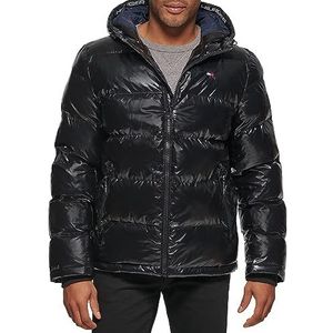 Tommy Hilfiger Klassieke jas met capuchon en donsjas voor heren, Zwart, XL
