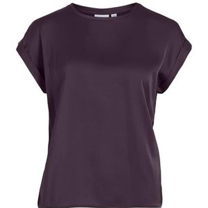 Vila Dames Viellette S/S Satin Top/Su-Noos T-shirt, Plum Perfect, 36