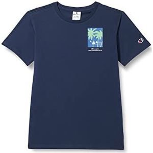 Champion Rochester 1919-Graphic Gallery Crewneck S-S T-shirt, marineblauw (milieuvriendelijk), 9-10 jaar kinderen en jongens, Marineblauw (Eco-future)