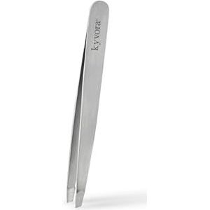 KYVORA Pincet, afgeschuinde uiteinde, Duitse kwaliteit, professionele accessoires voor ontharing van wenkbrauwen.