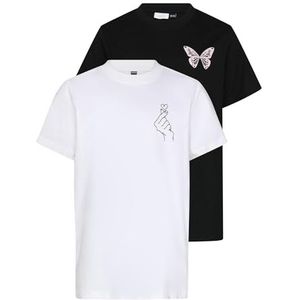 Urban Classics Meisjes T-shirt, 100% katoen, zwart + wit, 134-140, zwart + wit, 134-140