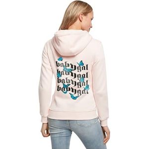 Miss Tee Dames capuchontrui Babygal Hoody, casual hoodie met rugprint, regular fit, maten XS - 5XL, roze, M