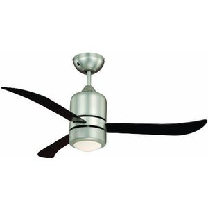 AireRyder Plafondventilator Loft met verlichting en afstandsbediening, behuizing gesatineerd nikkel, vleugels zwart, 112 cm, FN51134
