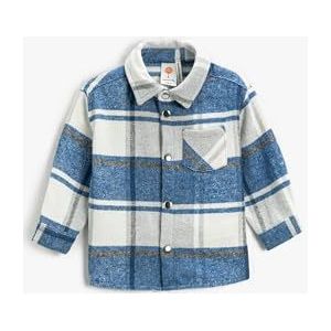 Koton Babyboy Plaid Shirt Soft Touch One Pocket Detail Snap Button Sluiting, Blue Check (6c6), 9-12 Maanden