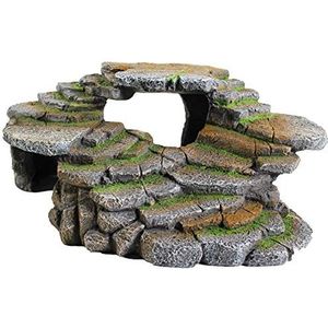 PENN-PLAX Reptologie Shale Scape Step Ledge & Cave Hideout - Decoratieve hars voor aquaria en terraria - Geweldig voor reptielen, amfibieën en vissen - groot