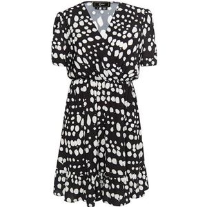 SAPELLO Damesjurk, zwart, wit, L