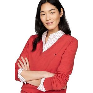 Tommy Hilfiger - Co Jersey Stitch V-nk Sweater - Terra Rouge - Damestrui