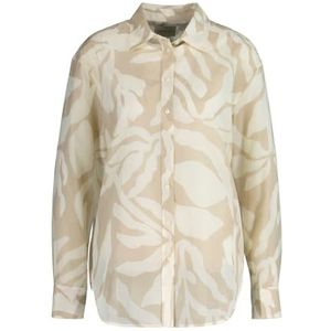 GANT REL Palm Print COT Silk Shirt, Dry Sand, Damesmaat 48, droog zand, 46