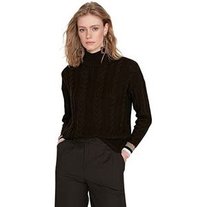 Trendyol Dames Regular Basic Staande Kraag Knitwear Sweater, Bruin, S