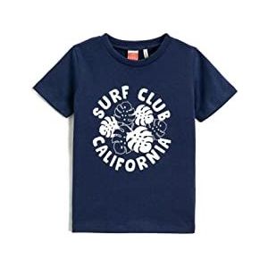 Koton Baybboys bedrukt T-shirt met korte mouwen en ronde hals, marineblauw (720), 6-9 Maanden